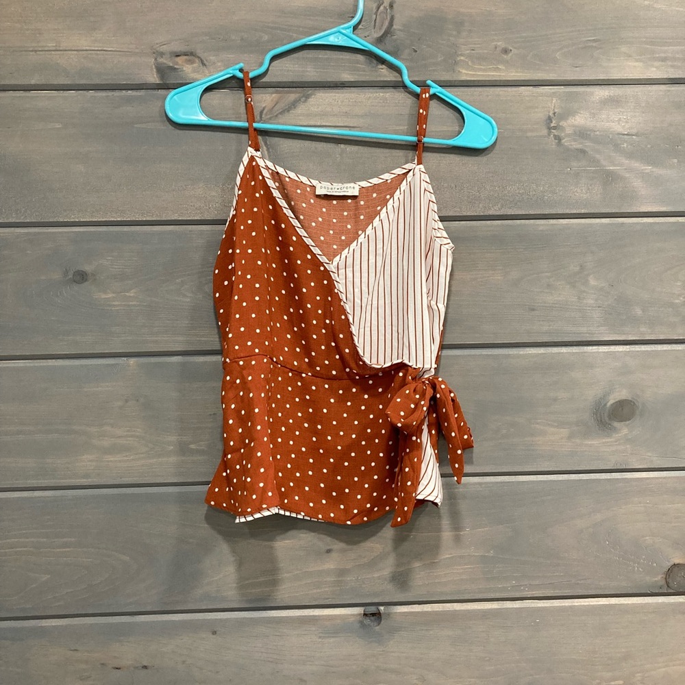 Cute Surplice Tank Top with Mixed Patterns